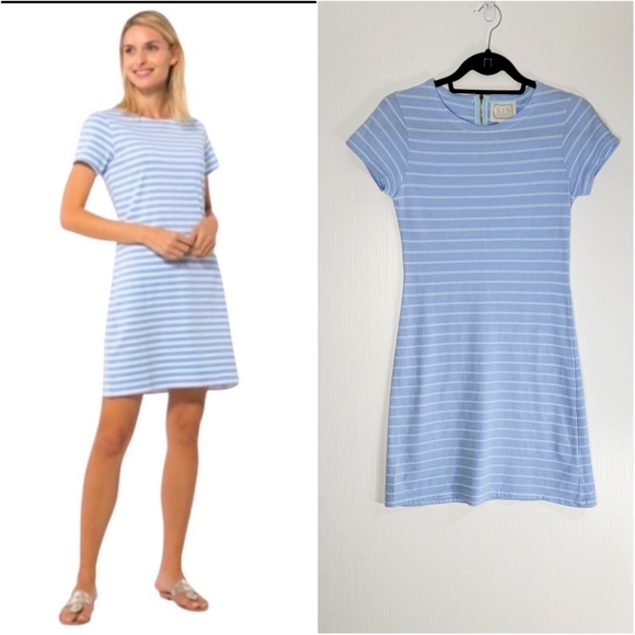 Sail to Sable Dresses & Skirts - Sail To Sable Blue Striped Casual T-shirt Mini Dress Back Zip Size XS